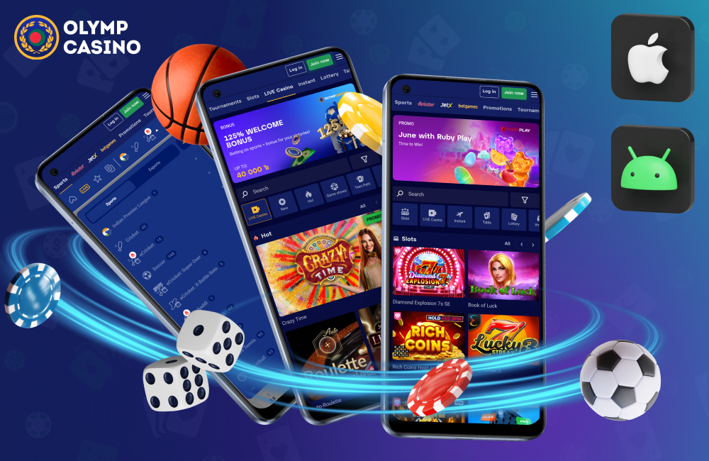 The Olymp Casino mobile app for iOS and Android provides full access to casino games, betting and bonuses