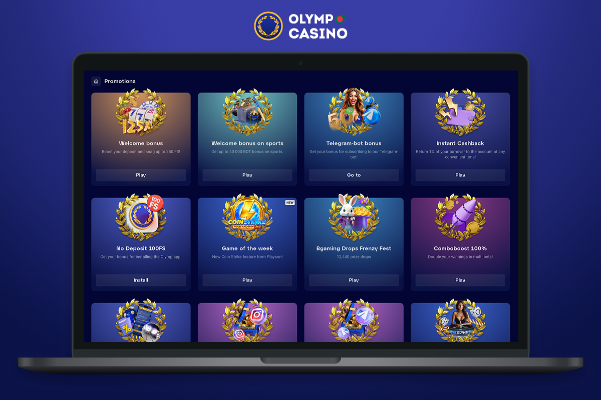 Olymp Casino Bangladesh offers a variety of bonuses for new and regular users including a welcome bonus