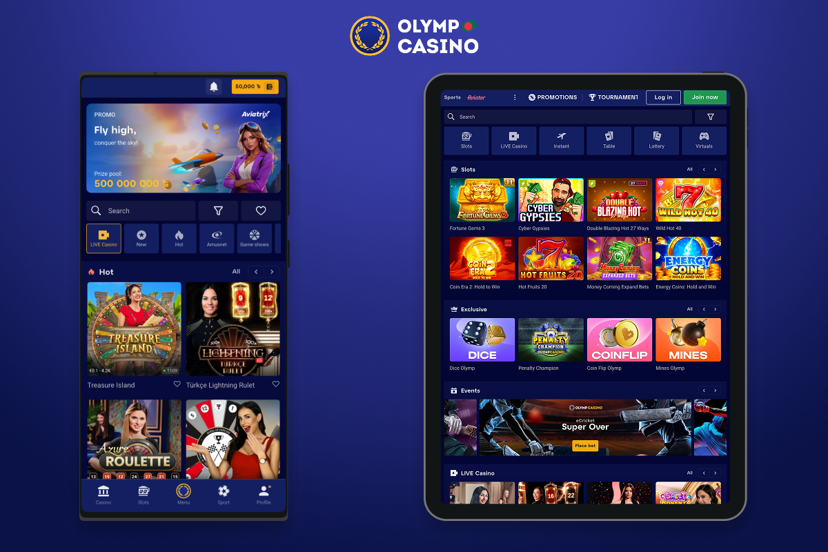 The Olymp Casino mobile app for Android and iOS allows you to play, bet and manage your account from your smartphone
