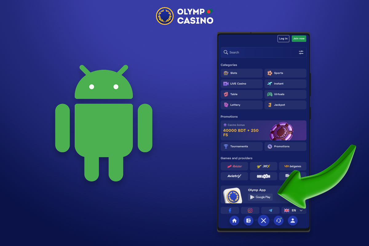 The Olymp Casino app for Android players in Bangladesh can download from the official casino website and start playing in just a few steps