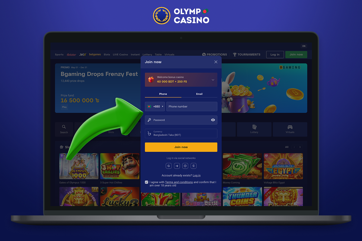 Users from Bangladesh can register at Olymp Casino by filling in a simple form